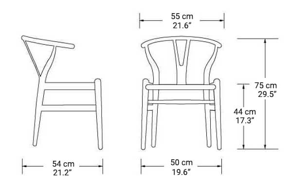 Wishbone chairs size