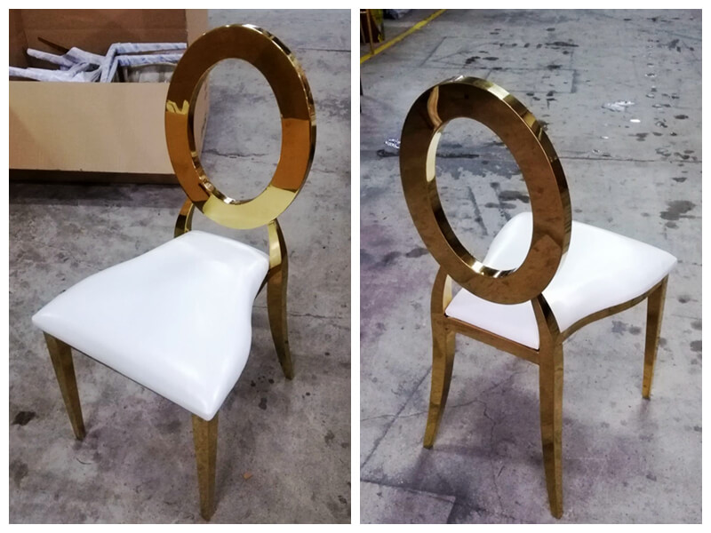 stackable stainless steel gold banquet chairs