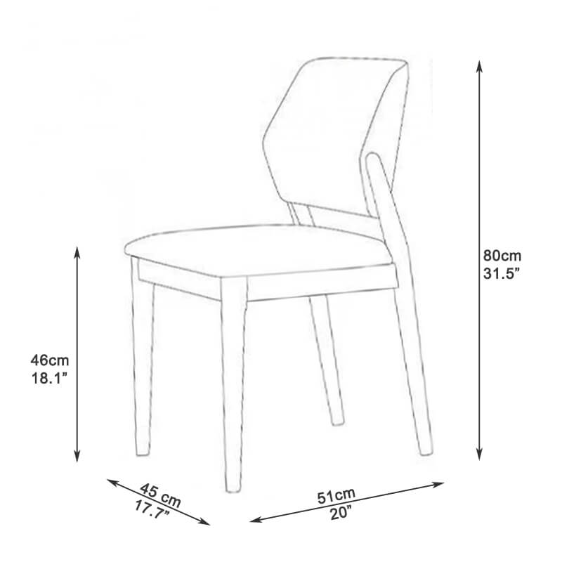 wood dining chairs measurement