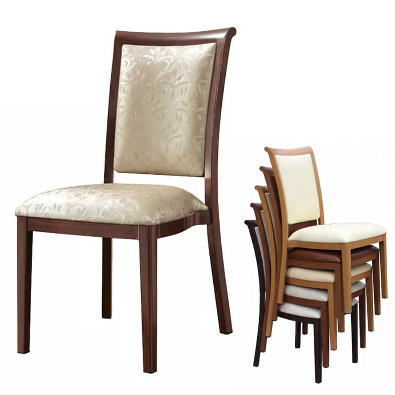 Wood look stackable restaurant chairs