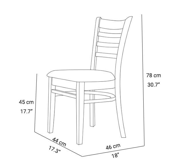 Ladder back dining chairs dimension