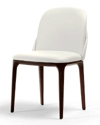White leather upholstered kitchen chairs