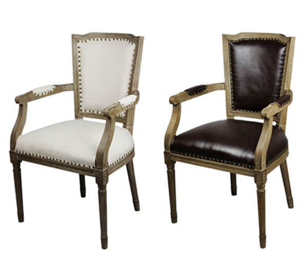 French vintage wood chairs with armrests