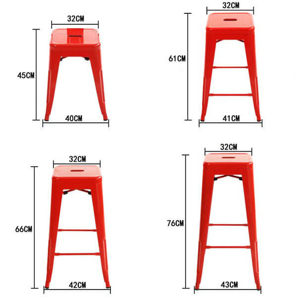 Tolix stool dimension 4 sizes