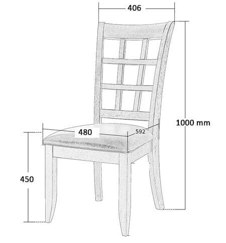 wooden kitchen chairs dimension