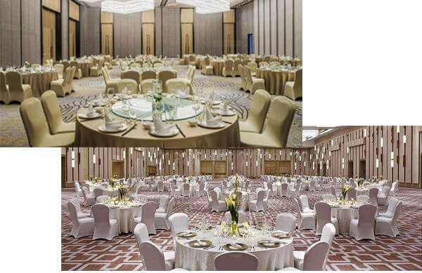 Banquet style seating arrangement
