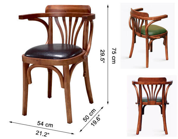 wooden restaurant chair dimension