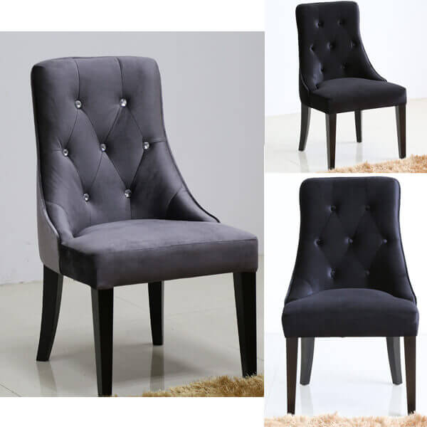 Grey and Black Botton Back Tufted Upholstered Parsons Chairs