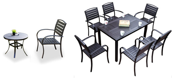 Outdoor cafe chairs and table set