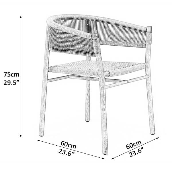 teak outdoor dining chair dimensions