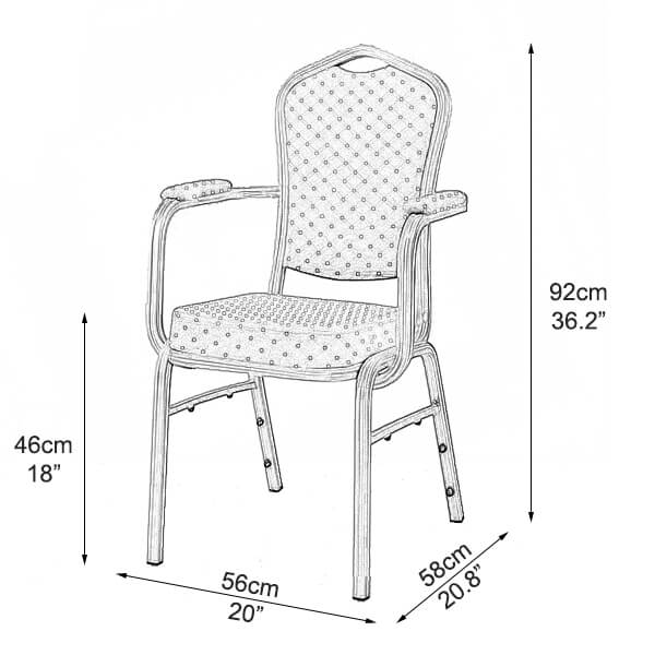 banquet chair with arms dimensions