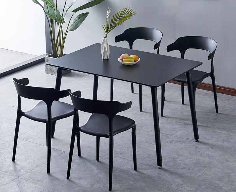 black plastic dining chairs