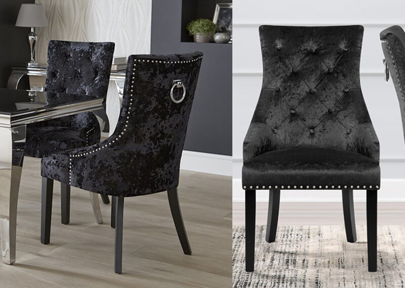 nailhead black velvet dining chairs