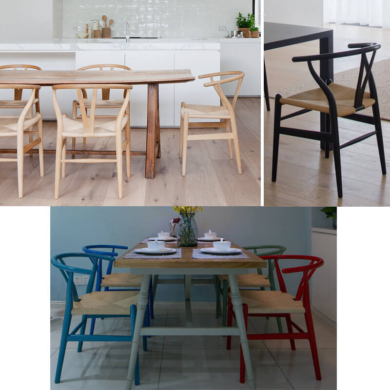 colorful wishbone dining chairs