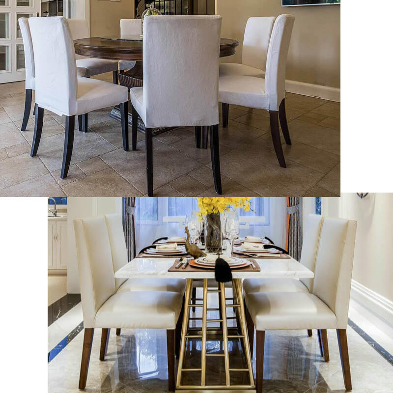 Upholstered dining set parsons chairs