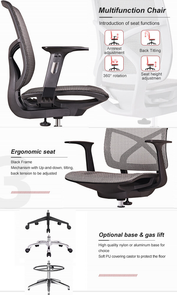 Features of ergonomic drafting chair