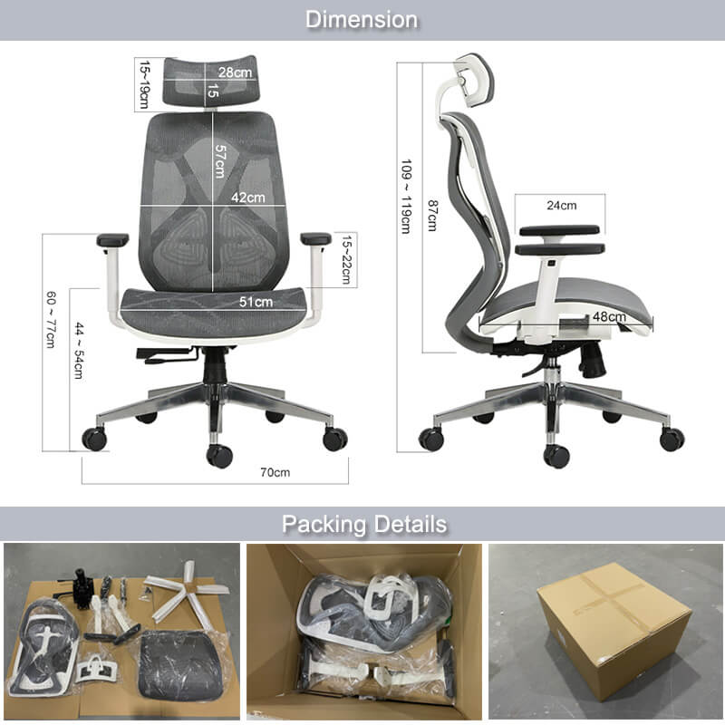 Dimension and Packing of Affordable Ergonomic Chair YS-0817