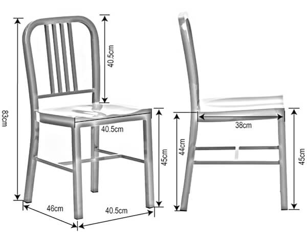 navy chair dimensions