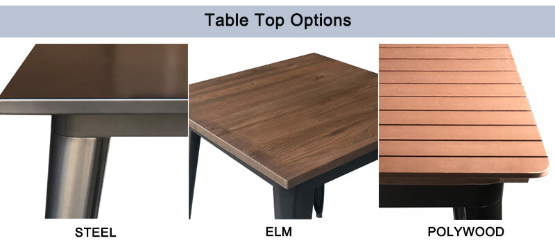 Metal restaurant table top options