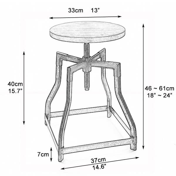 N-1016 adjustable swivel stool dimensions