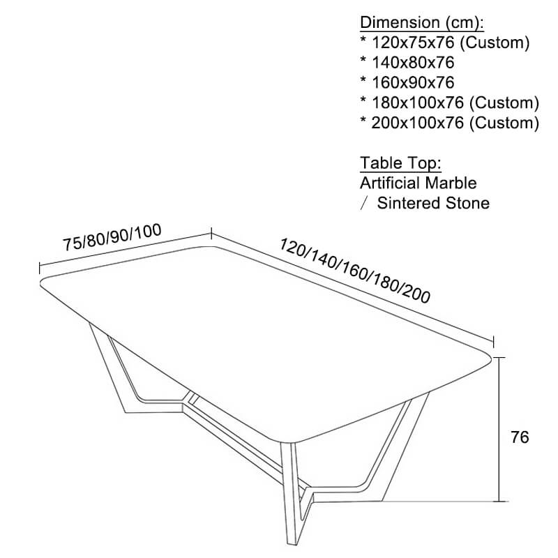 light luxury dining table dimensions