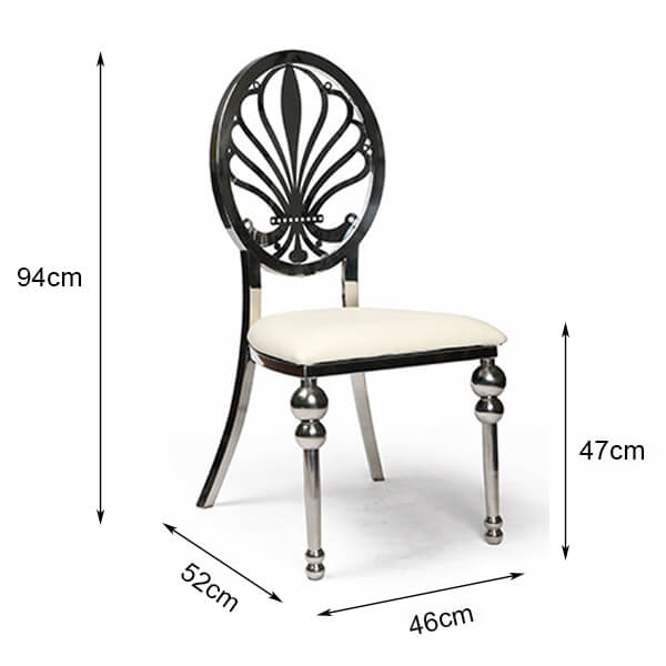 Silver wedding chairs dimensions