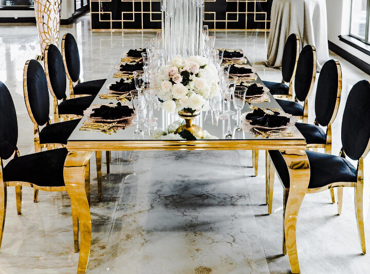 Rectangle wedding table and chairs set