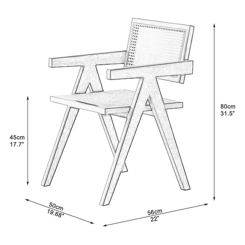 Cane back dnining chair dimensions