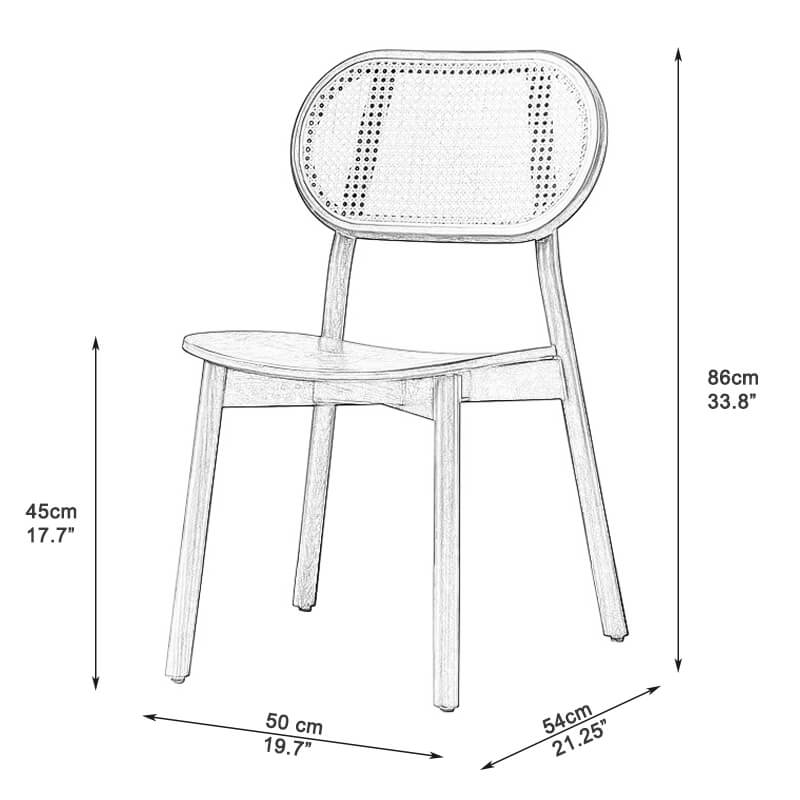 rattan back dining chair dimensions