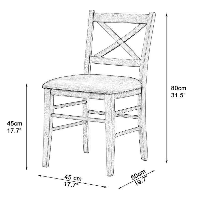 x back oak dining chair dimensions