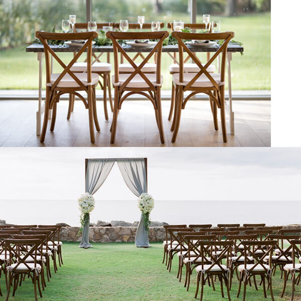 fancy french cross back chairs for wedding