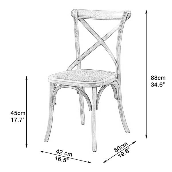 Cross Back Dining Chair dimensions