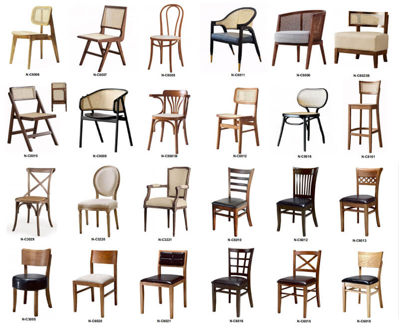 Various wood chairs for restaurants