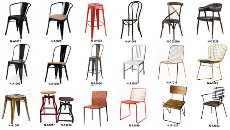 Industrial metal chairs for restaurants