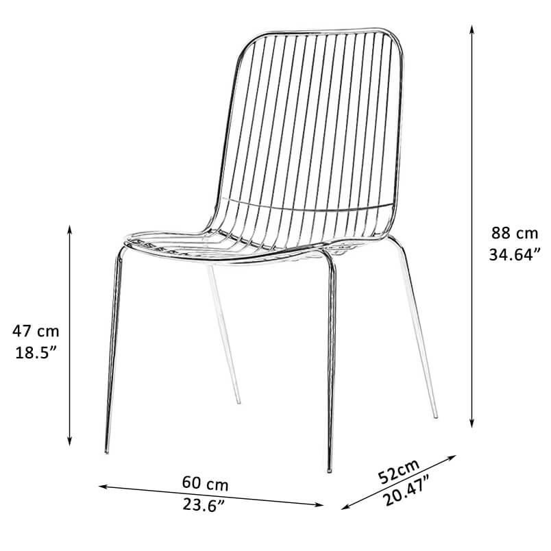 wire chair dimensions