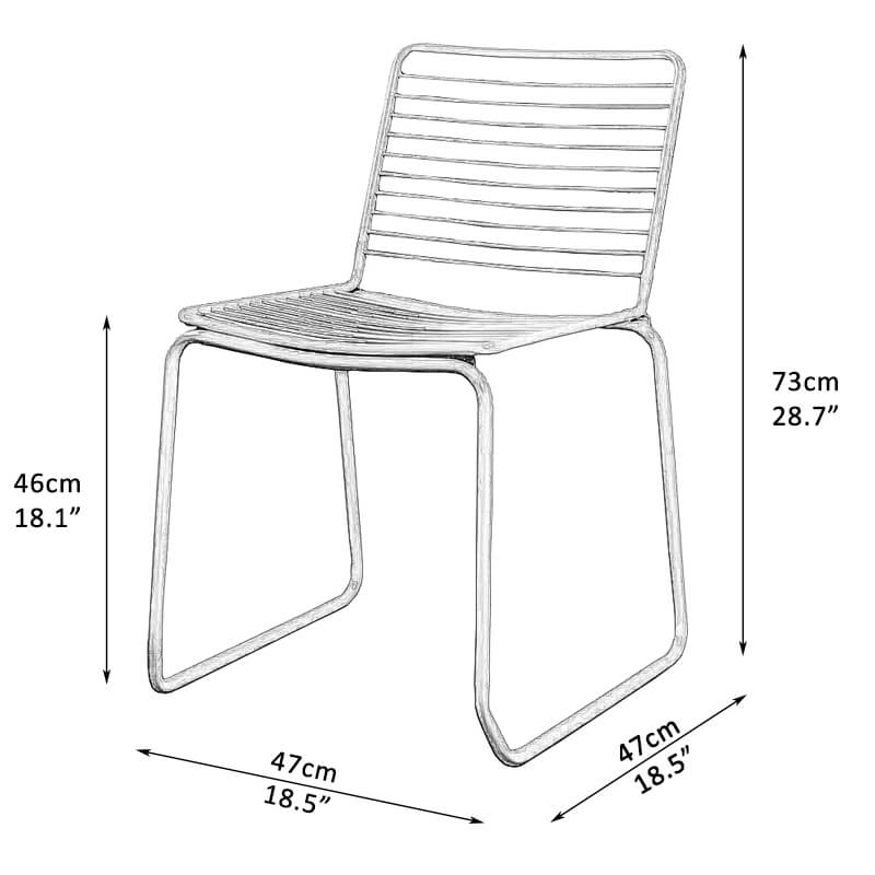 wire chair dimensions