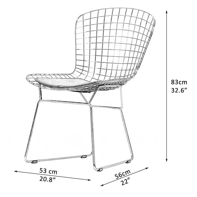 metal wire chair dimensions
