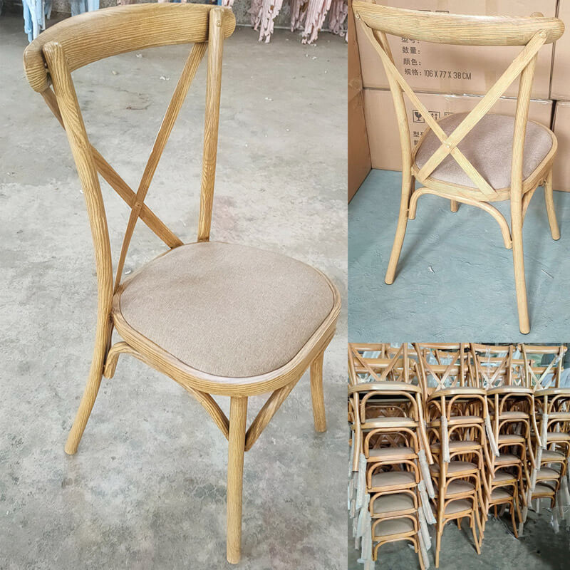french faux wood stackable wedding chairs