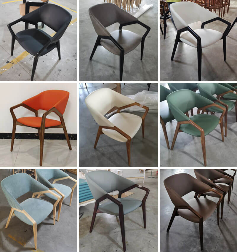 Custom made wood and leather color of modern wood chairs