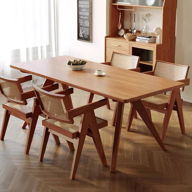 modern wood dining table with wooden tabletop