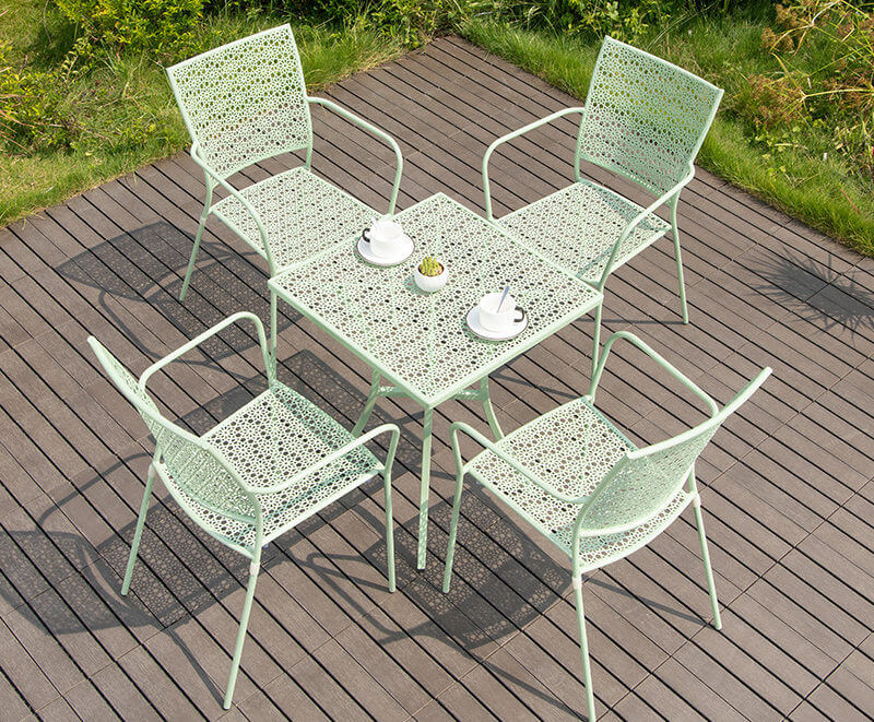 iron patio bistro set of 4 with square table