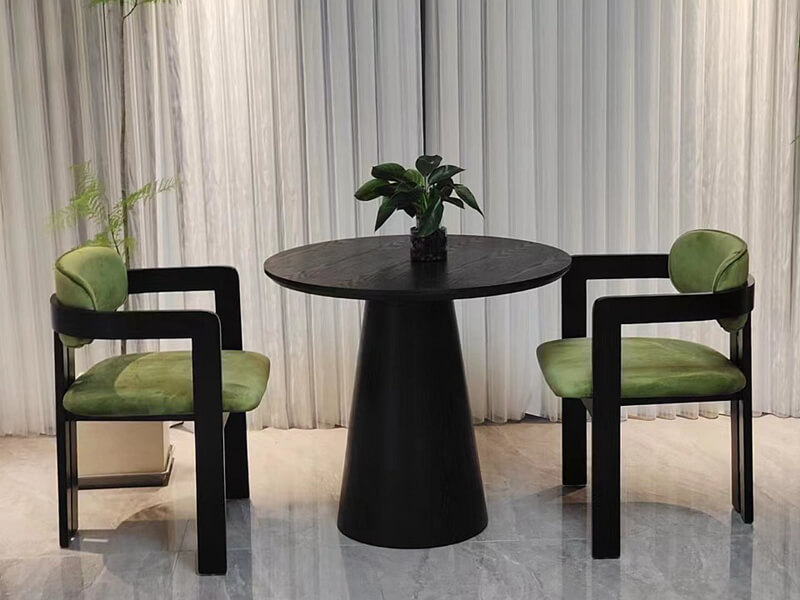 Modern velvet and wood restaurant chairs set of 2