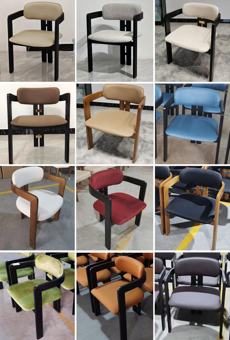 Custom made wood and leather colors of wooden restaurant chairs