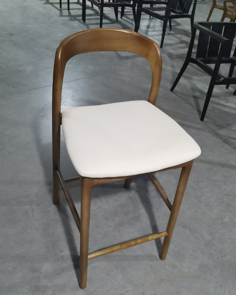 Solid wood white cushioned bar stool