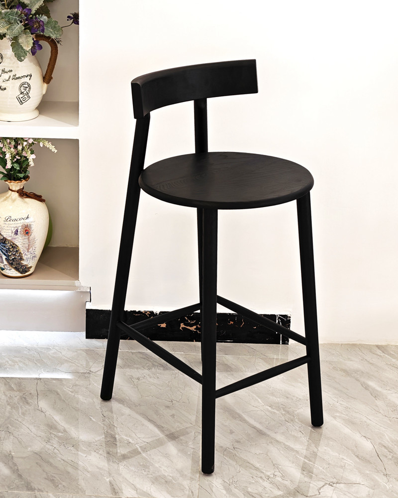 black counter chair made of solid wood