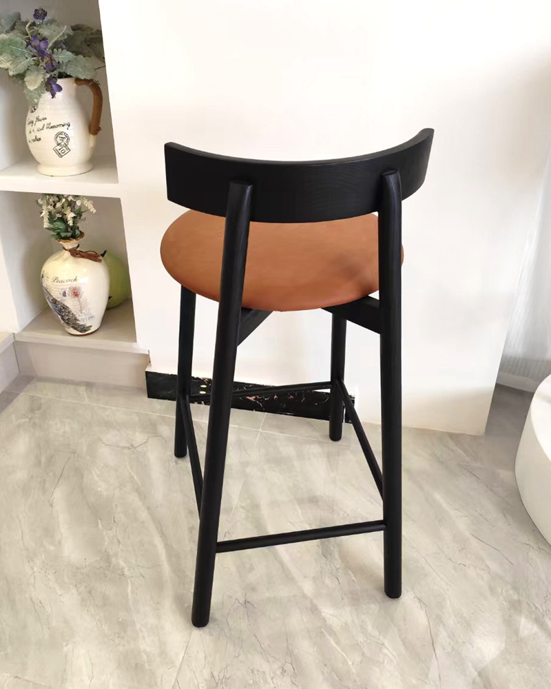 nordic design wooden counter chairs with back and cushion 