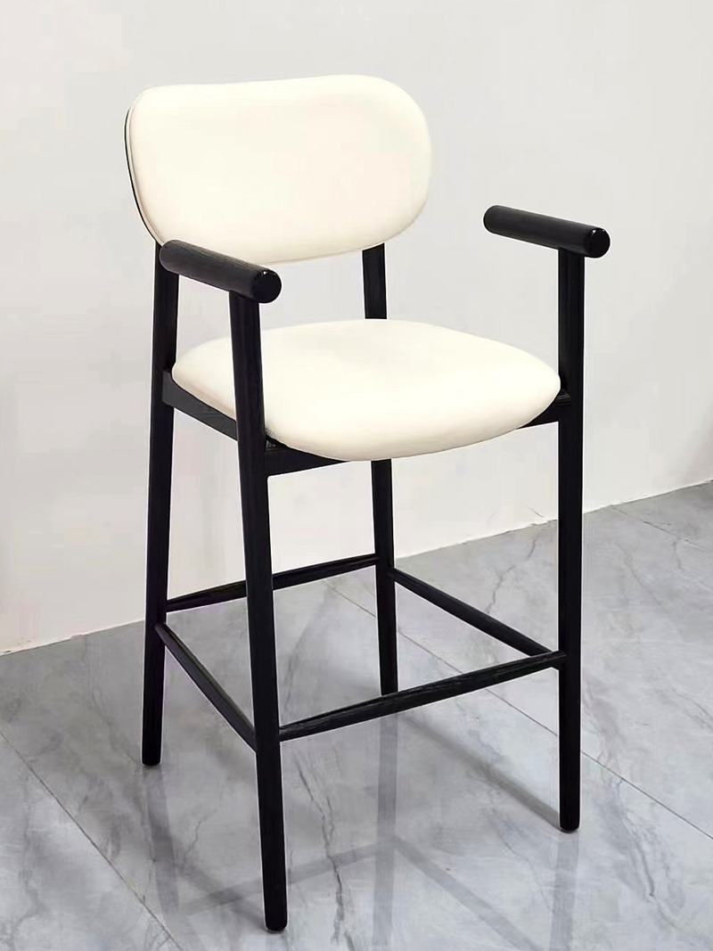 White and Black Bar Stools With Arms