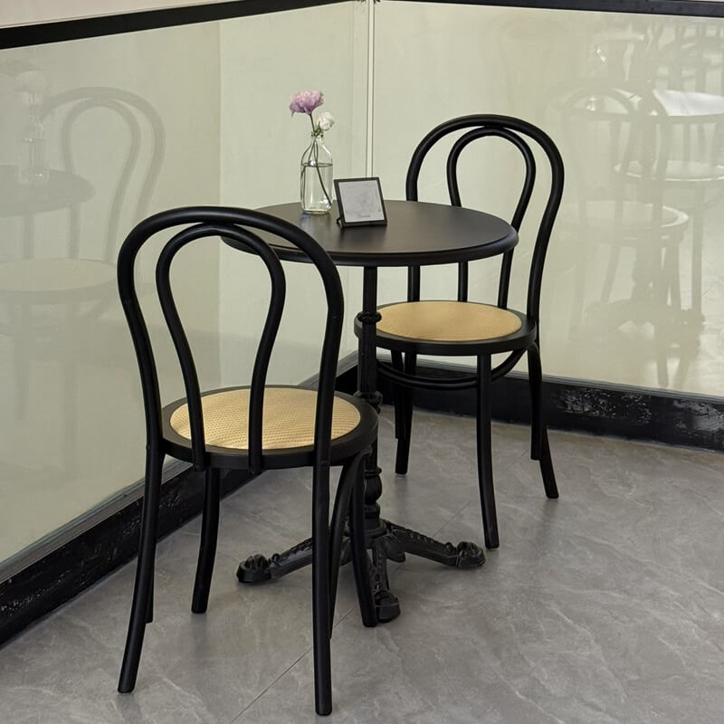 Black Bentwood cafe chairs table set 