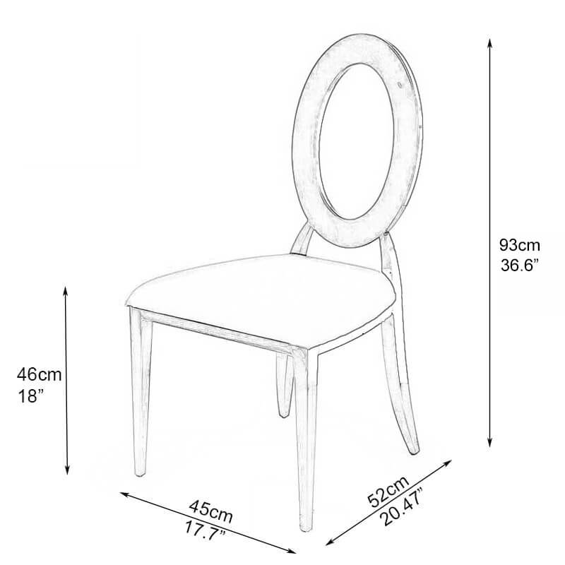 wedding gold banquet chairs dimensions