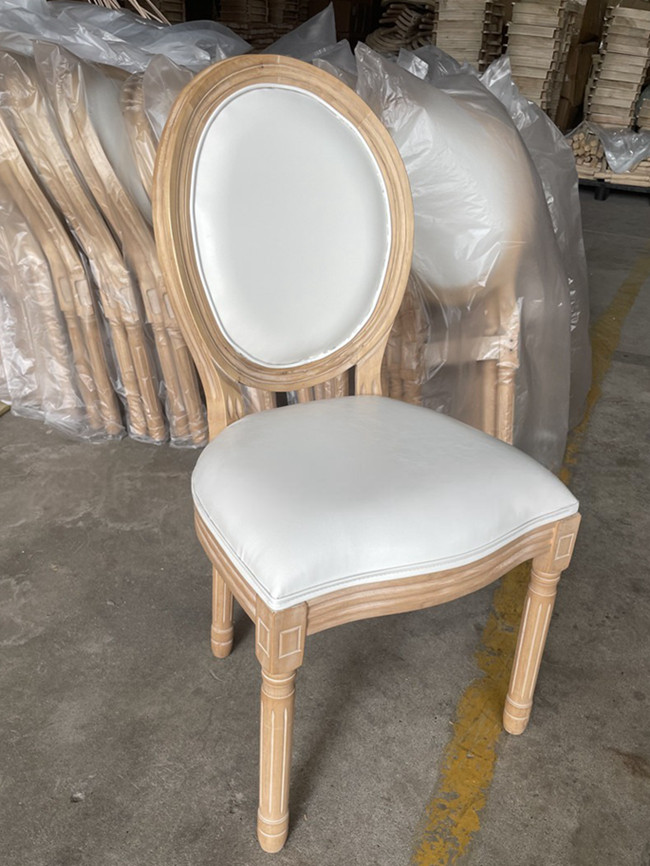 Beige oval back wooden wedding chairs
